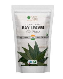 Bliss of Earth Certified Organic Indian Bay Leaves With Zero Pin Holes & Zero Dust A1 Grade Tej Patta With Uniform Green Color 100gm