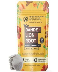 the tea trove Organic Dandelion Tea Bags/25 Eco-Friendly Dandelion Root Tea Bags In Resealable Pouch-Caffeine Free Foe Digestion & Detox -Steep Hot Or Iced,0.05 kilograms