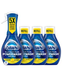 Dawn Powerwash Spray Dish Soap Dishwashing Liquid Cleaning Supplies Lemon 1 Starter Kit 3 Refills 4 units of 16oz 64oz