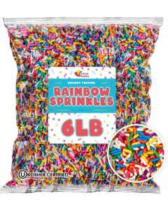 Rainbow Sprinkles Bulk - 6 Pounds - Kosher Dessert Topping for Cookies, Ice Cream, and Cakes