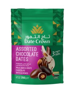 Assorted Milk Dark And White Chocolate Dates With Almonds