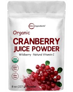 Sustainably US Grown, Organic Cranberry Juice Powder (Wild Cranberry Supplements Cold Pressed), 8 Ounce, Enhance Urinary Tract Cleanse & Prostate Health, Water Soluble and Pet Friendly