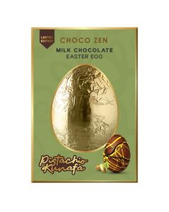 Choco Zen Dubai Pistachio Kunafa Milk Chocolate Easter Egg (260g) – Premium Creamy Milk Chocolate with Pistachio