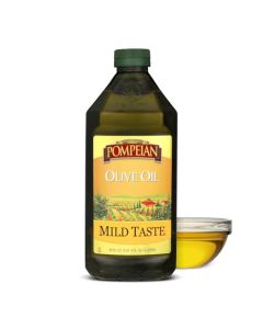 Pompeian Mild Taste Olive Oil 68 Fl Oz Olive Oil for High Heat Cooking Mild Flavor for Baking and Sauteing High Smoke Point