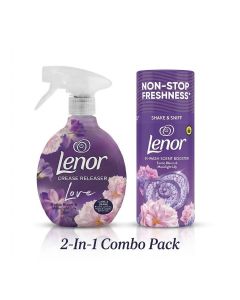 Lenor Exotic Bloom & Moonlight Lily Fabric Care Combo: Crease Releaser Spray 500ml & In-Wash Scent Booster Beads 155g, Freshness & Anti-Static Care