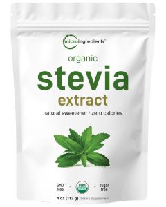 Micro Ingredients Pure Organic Stevia Powder 4 Ounces 706 Serving Highest Grade Stevia Green Leaf Extract RebA Reduced Bitter Aftertaste 0 Calorie Natural Sweetener Sugar Alternative Keto Friendly