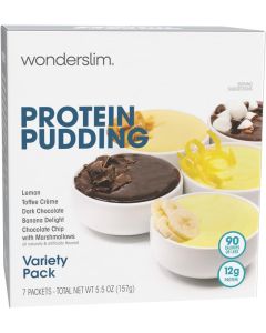 WonderSlim Protein Pudding Mix Variety Pack - 12g Protein, Gluten Free, 7 Packets