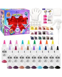 18 Colors Tie Dye Kit Tie Dye Set for Kids PreFilled Tye Dye Bottles Non Toxic Permanent Fabric Dye Art Set Easy DIY Fabric Art Create Fun