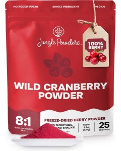 Jungle Powders Wild Cranberry Powder 3.5 Ounce Bag Natural Freeze Dried Cranberries Powdered Cranberry Supplement Freeze Dried Whole Cranberry Extract for Baking Flavoring Fruit No Sugar Added