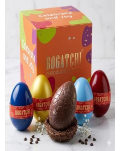 BOGATCHI Premium Chocolate Easter Eggs Gift Box / Assorted Flavours Filled Eggs / Festive Chocolate Gift Pack / Colorful Egg Chocolates for Kids & Gifting / Celebrate & Joy Pack