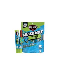 Jack Links x MrBeast Mini Turkey Jerky Sticks Individually Wrapped Protein Snacks 8g Protein per Serving Made with 100 All Natural Turkey 12 Pack 05 oz Meat Sticks