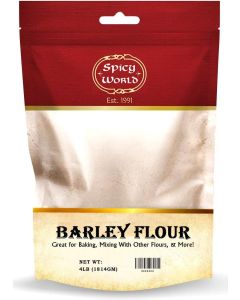 Spicy World All-Natural Barley Flour - 4 lb (64oz) Bag, USA Grown, Rich in Fiber