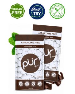 PUR Gum 100% Xylitol Chewing Chocolate Mint, Sugar-Free + Aspartame Free, Vegan + non GMO, 55 Count (Pack of 2)