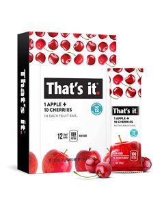 Thats it Apple Cherry 100 Natural Real Fruit Bar Best High Fiber Vegan Gluten Free Healthy Snack Paleo for Children Adults Non GMO No Sugar Added No Preservatives Energy Food 12 Pack
