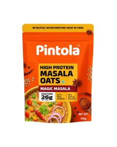 Pintola 26g High Protein Masala Oats 750g, Magic Masala, Breakfast Cereal with High Fiber & Veggies, No Palm Oil, No Preservatives, 5 min Healthy Snack, Helps Manage Weight, Gym Endurance & Gut Friendly