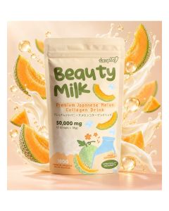 Dear Face Japanese Beauty Milk – Melon Flavor Collagen Drink with Glutathione, Hyaluronic Acid & Probiotics – 180g (10 Sachets)
