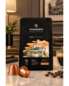 Di Barista Roma Coffee Capsules - Capsules Bag 15 Pcs – Signature 100% Arabica Multi-Origin Espresso Pods / Nespresso Compatible / Medium Dark Roast / Berry & Citrus Notes - Capsules Bag 15 Pcs