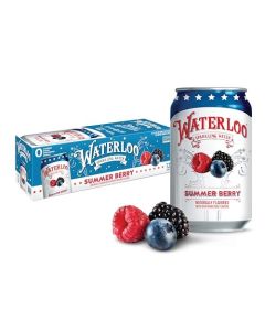 Waterloo Sparkling Water Summer Berry Naturally Flavored 12 Fl Oz Cans Pack of 12 Zero Calories and Zero Sugar or Sweeteners