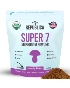 LRLA SUPERFOODS USDA Organic Mushroom Powder Lions Mane Chaga Reishi Cordyceps Maitake Turkey Tail No Fillers 3 oz