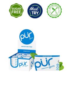 PUR Gum / Aspartame Free Chewing Gum / 100% Xylitol / Sugar Free, Vegan, Gluten Free & Keto Friendly / Natural Peppermint Flavored Gum, 9 Pieces (Pack of 12)