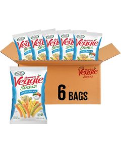 Sensible Portions Garden Veggie Straws, Zesty Ranch Flavor, Gluten-Free Snack, 2.25 Ounce Bags, 6-Pack