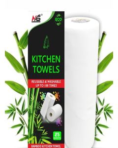 Reusable Bamboo Kitchen Towel/Tissue Roll Reusable 25 sheets (Pack of 1) Soft & Highly absorbent / Ecofriendly-No Trees Cut / Better alternative to Paper Tissue Roll