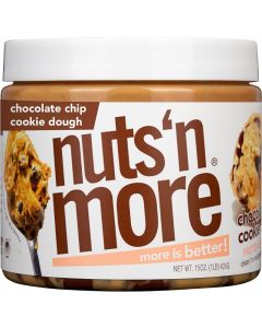 Nuts 'N More Chocolate Chip Cookie Dough Peanut Butter Spread - High Protein, Gluten Free, Low Carb, 15 oz Jar