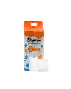 Biogreen Virgin Soft Toilet Bathroom Roll Multipurpose (6 in 1) 2 Ply 250 Sheet Per Roll / Natural, Safe, Hygienic