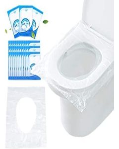 ARAA PAVA Disposable Waterproof Toilet Seat Covers - 50 Covers (50 Covers - 1 Pack) / Unique Fold To Hold So No Contact With Unhygienic Seats / Recyclable / Hygiene Anytime Anywhere