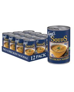 Amys Vegan No Chicken Noodle Soup With Organic Noodles Vegetables and Tofu Canned Soup 141 Oz 12 Pack