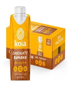 Koia Plant Based Protein Shake, Chocolate Banana, 20g Protein, 5g Sugar, 6g Prebiotic Fiber, 21 Vitamins & Minerals, Meal Replacement Drinks, Dairy-Free, Gluten-Free, Non-GMO, 11 Fl Oz (Pack of 12)