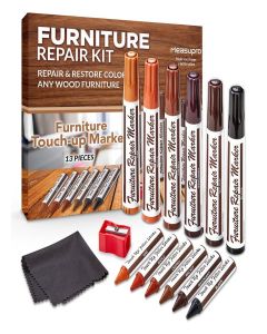 Wood Scratch Repair Kit Markers - Set of 13 - Scratch & Stain Markers, Furniture Repair Pens for Touch-Up on Wood Furniture, Tables, Desks, Bedposts - Carpenter's Essential Toolkit
