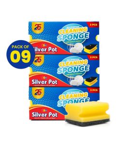 Kitchen Sponge & Scourer – Promo Pack of 3x3 total 9 sponges, 13cm Dual-Purpose Cleaning Sponges for Pots, Pans, Kitchen Utensils, and Delicate Surfaces