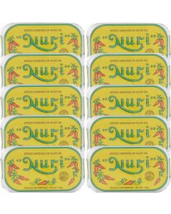 Nuri Portuguese Sardines in Olive Oil - Pack of 10 Cans with Spices and Vegetables