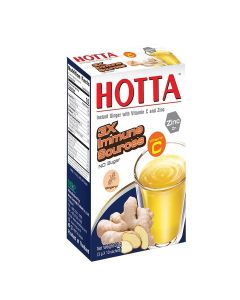 HOTTA Instant Ginger Drink With Zinc & Vitamin C Hot or Cold No Sugar Caffeine Free Tea Soothes Throat Easy Brewing Low Calories Real Asian Ginger, 10 Sachets