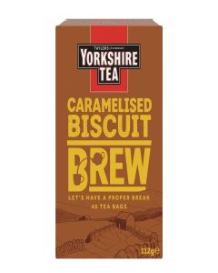Yorkshire Tea Caramelised Biscuit Brew - Black Tea with Flavor - Biscuit Flavor Blend, Rainforest Alliance Certified - 40 Tea Bags (1-Pack)