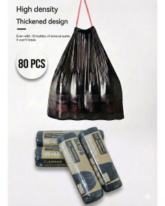 Medium Heavy-Duty Garbage Bags with Drawstring – 4 Rolls (80pcs ) 55x60cm / 37.85 Liters / Trash Bags for Villas, Offices & Restaurants / Leak-Proof Bin Liners