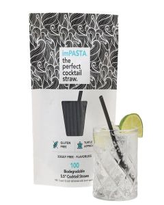 imPASTA Straws Biodegradable Cocktail Straws 5.5 Inch - 100 Count, Vegan-Friendly, Gluten-Free & Compostable, Never Cracks, 100% Flavourless, Eco-Friendly Drinking Straws Alternative to Plastic Straws