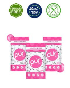 PUR Gum 100% Xylitol Chewing Bubblegum, Sugar-Free + Aspartame Free, Vegan + non GMO, 55 Count (Pack of 3)