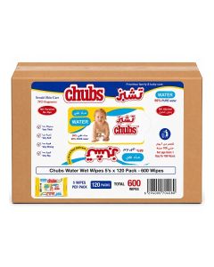 Chubs Water Wet Wipes 600's Pack of 5*120