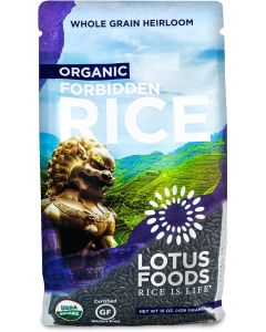 Lotus Foods Organic Forbidden Rice - Gluten Free Whole Grain Heirloom Black Rice, 15 Ounce