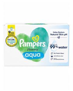 Pampers Harmonie Aqua Wet Wipes 9 Packs of 48 Wet Wipes