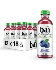 Bai Antioxidant Infused Water Beverage Brasilia Blueberry with Vitamin C and No Artificial Sweeteners 18 Fluid Ounce Bottle 12 Pack