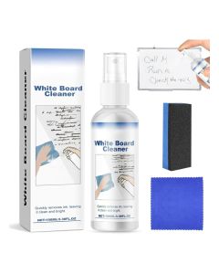 FDTY Whiteboard Cleaner, White Board Surface Cleaner Spray Comes with Towel & Sponge Scrubber, Removes Stubborn Marks from Whiteboards, Whiteboard Accessories for Schools, Offices, Classrooms, 100ML
