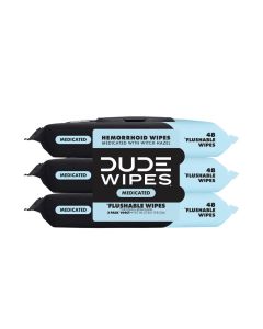 DUDE Wipes Medicated Flushable Wipes 3 Pack 144 Wipes Unscented ExtraLarge Adult Wet Wipes Medicated Witch Hazel Septic and Sewer Safe
