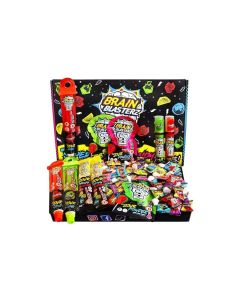 Brain Blasterz Sour Candy Variety Pack 22 Piece Assorted Candy Box Bulk Sour Candy Mix Individually Wrapped Snack Box with Hard Candy Lollipops Taffy for Easter Halloween Birthdays Parties
