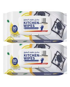 160 pcs Kitchen Cleaning Wet Wipes Lemon Scented Powerful Degreasing & Strong Oil Removal Wet Wipes for Kitchen, Restaurant, Safe on Skin (2 Pack - 160 Wipes)