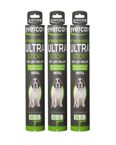 Evercare Pack of 3 All-Purpose Pet Mega Oversized Lint Roller Refills, 50 Sheets Each