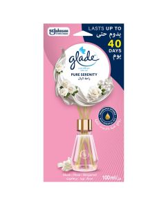 Glade Reed Diffuser Pure Serenity 100ml / Musk, Rose & Bergamot Scent / Home Fragrance / Lasts Up to 40 Days