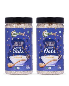 Nutriorg Organic Instant Oats 800g (Pack of 2 * 400g) / Gluten Free / Oats for Weight Loss / Protein Rich